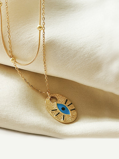 Blue Divine Eye Golden Layered Necklace