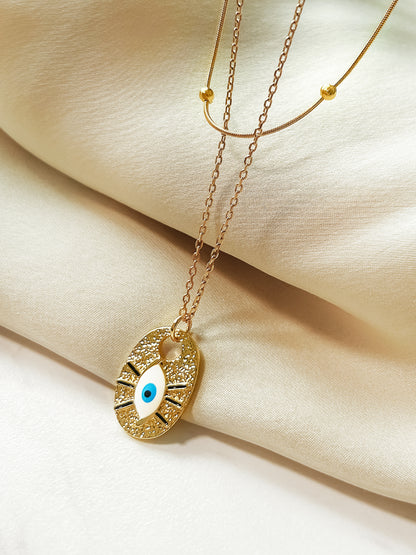 White Divine Eye Golden Layered Necklace