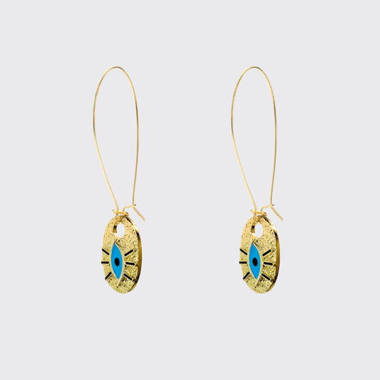 Blue Divine Eye Golden Earrings